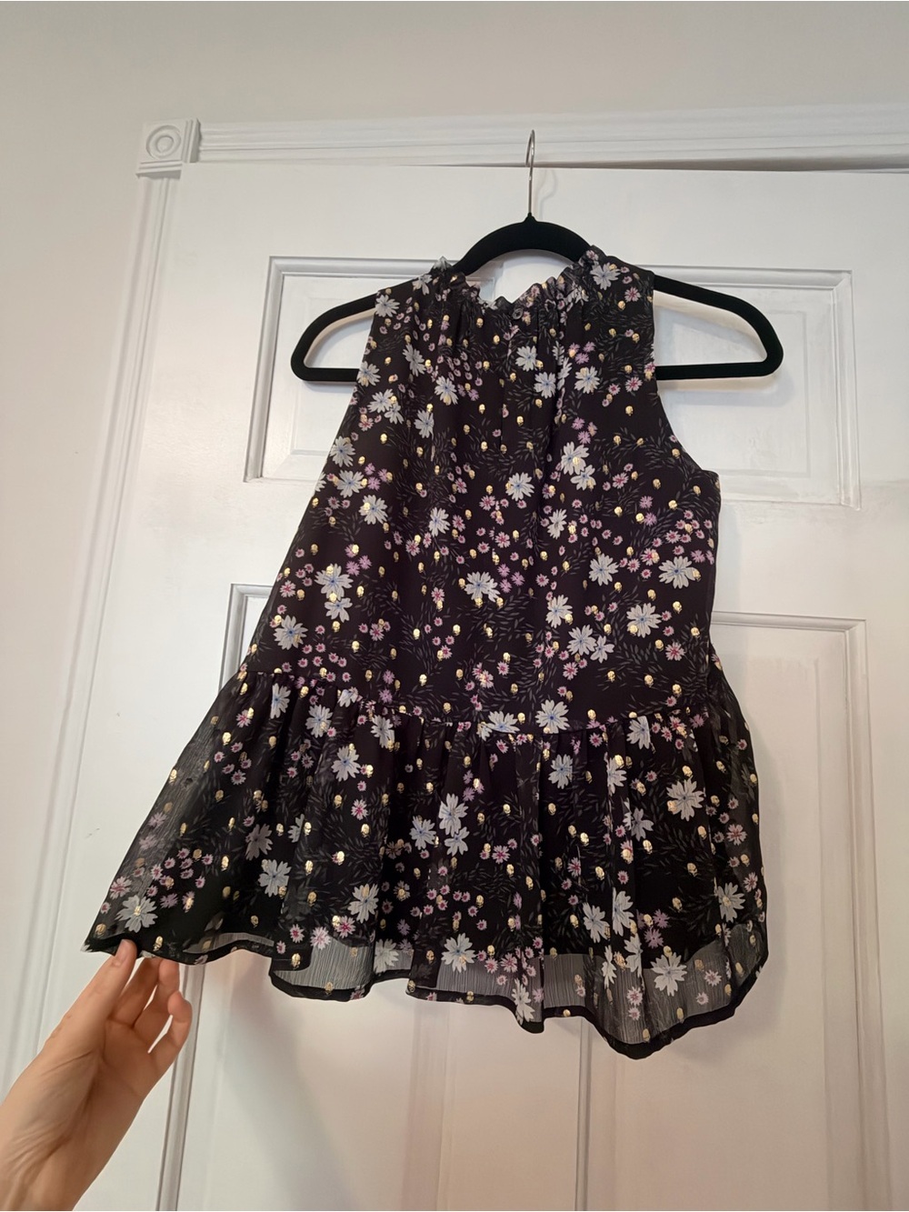 LOFT Black Floral Peplum Tank - Picture 3 of 4